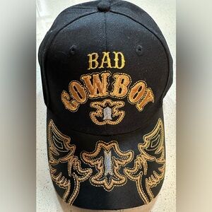 Bad Cowboy Trucker Black Embroidered Trucker Cap NWT